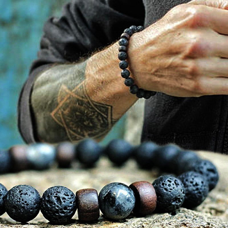 Pulsera de piedra de Lava para hombre