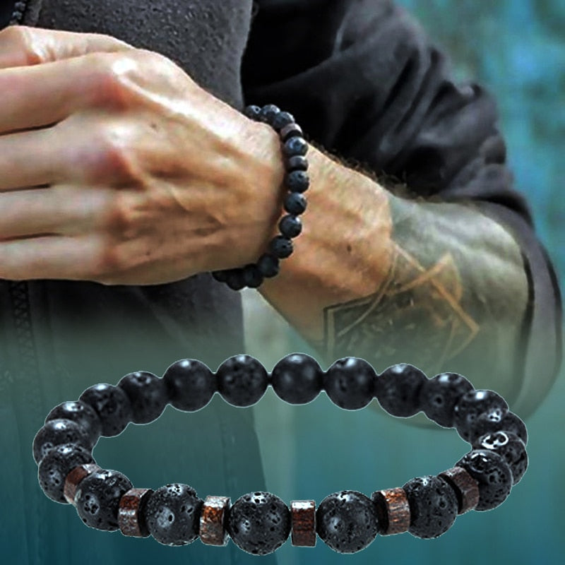 Pulsera de piedra de Lava para hombre