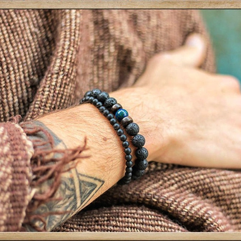 Pulsera de piedra de Lava para hombre