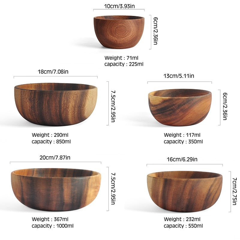 1Pc Cuenco de madera estilo japonés