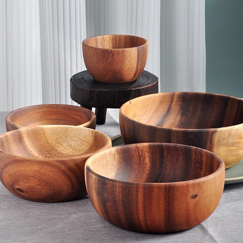 1Pc Cuenco de madera estilo japonés