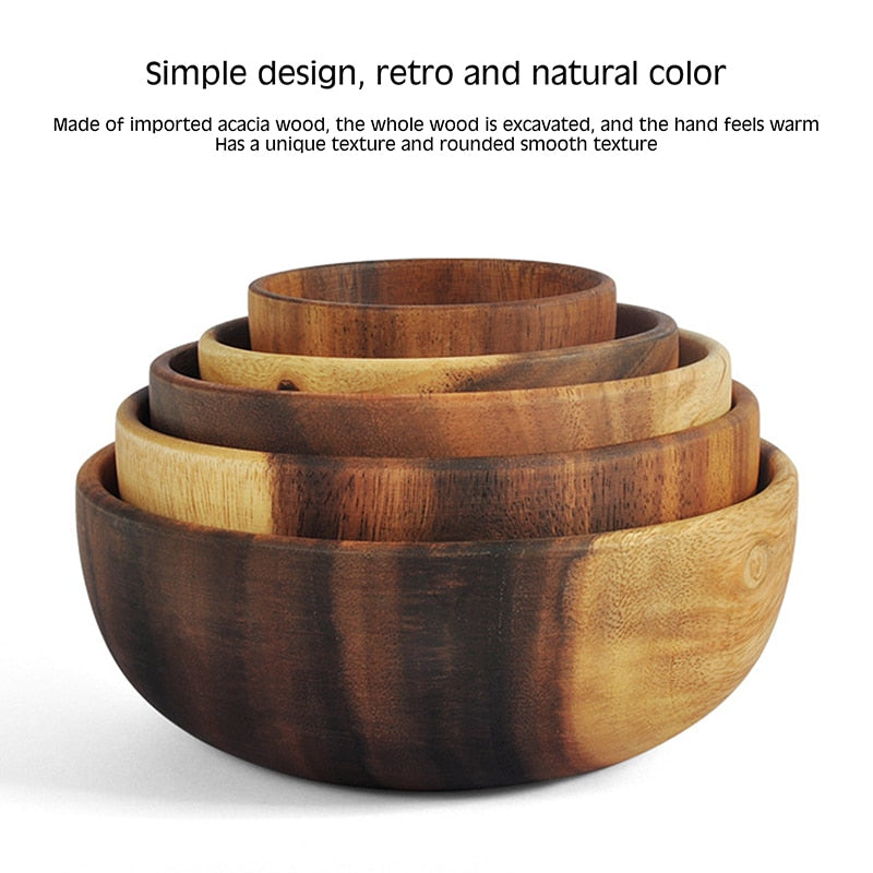 1Pc Cuenco de madera estilo japonés